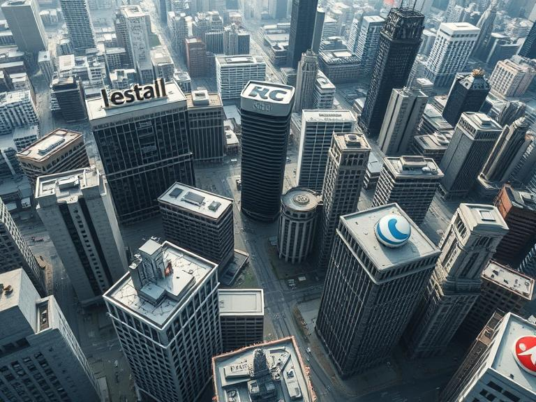 Office buildings seen from above